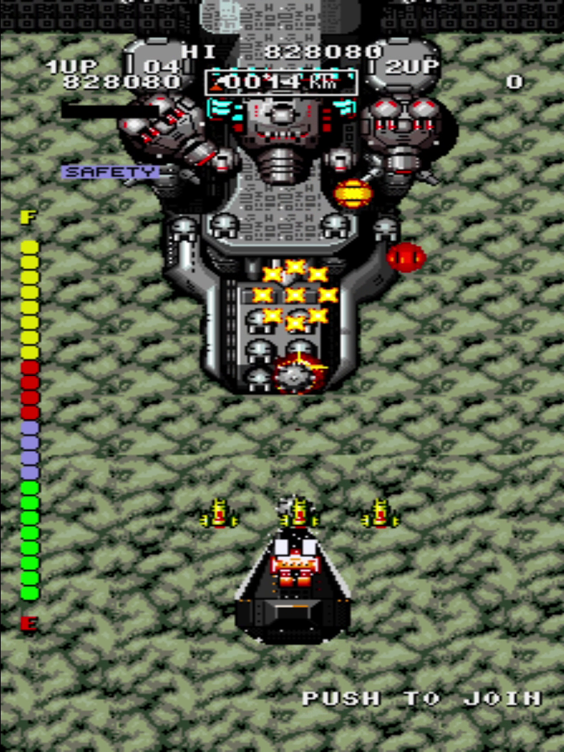 Ground base battle against many gray turrets