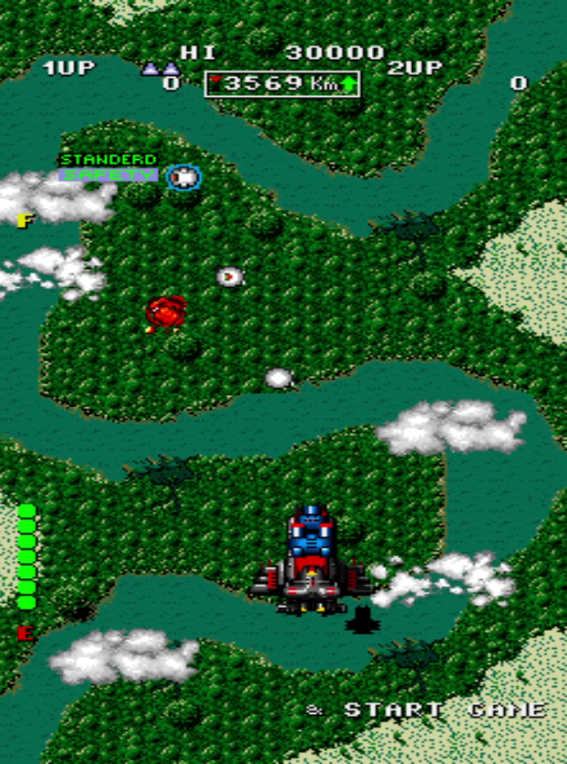 Game start scene with player ship unpowered