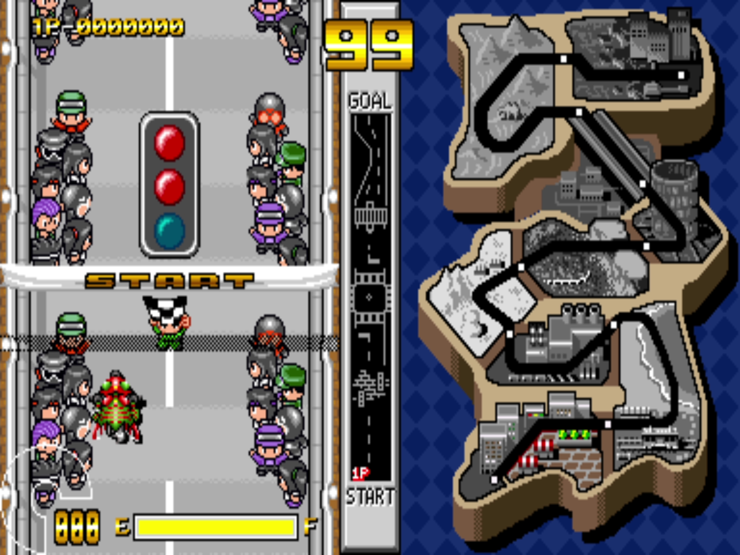 Amazon Rider waiting at start line with spectators and course map