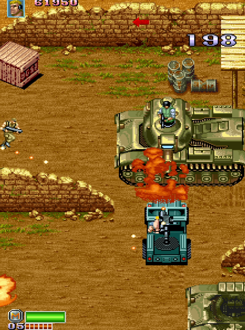 Jeep firing at enemy tank