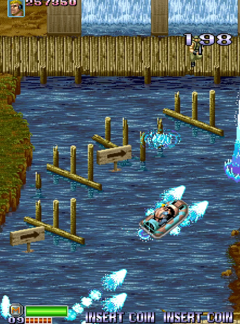 Boat firing torpedoes on water