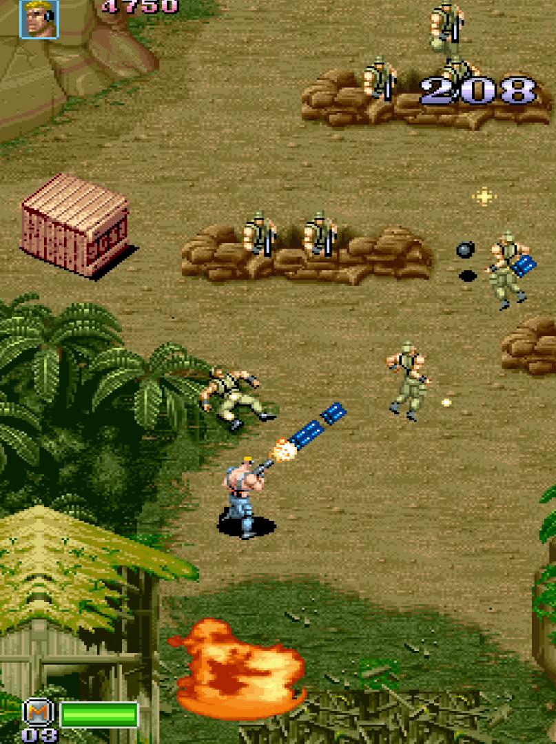 Gatling gun firing in jungle