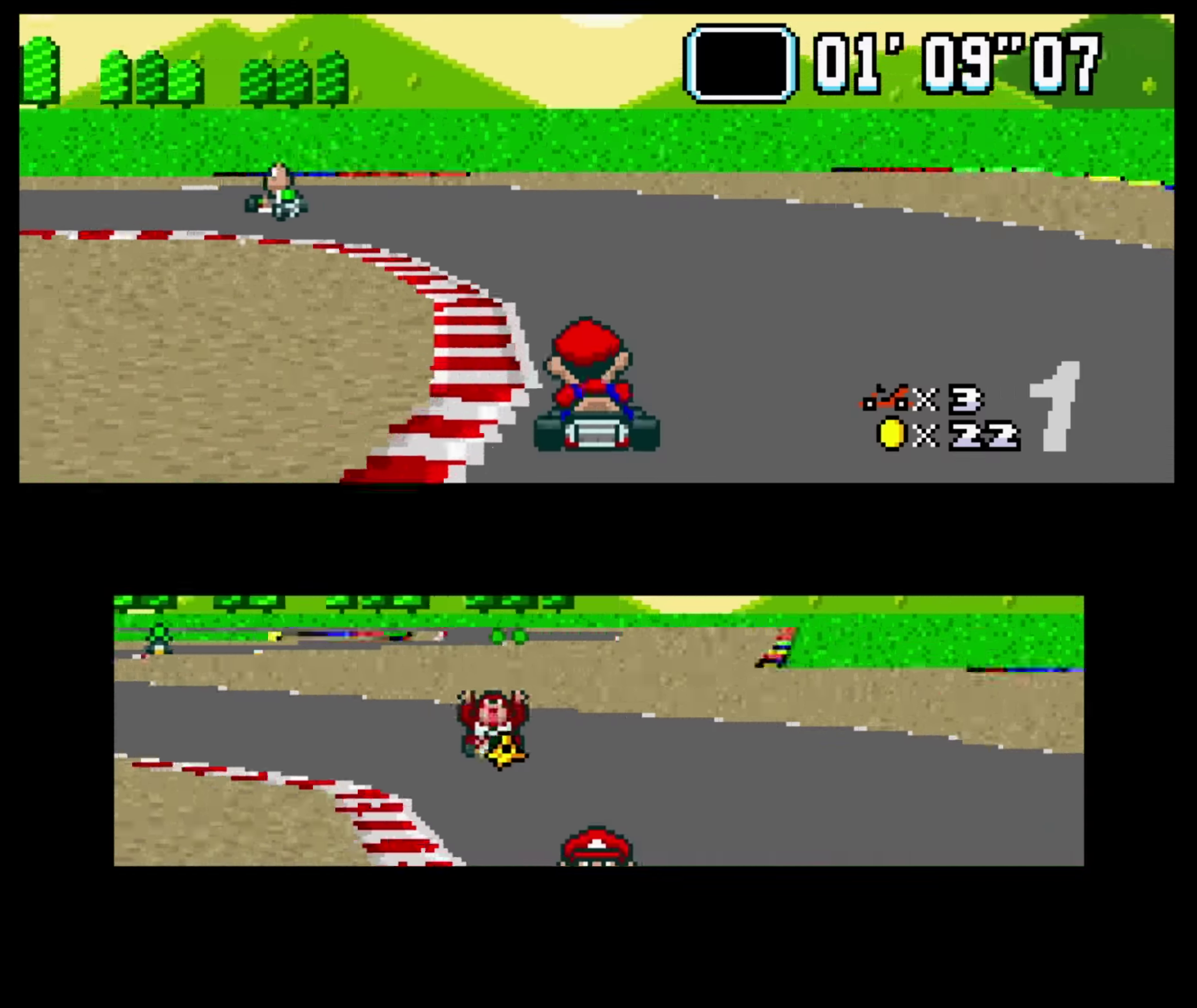 Donkey Kong Jr throwing banana in lower screen