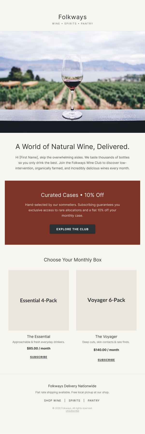Wine Club Acquisition Campaign