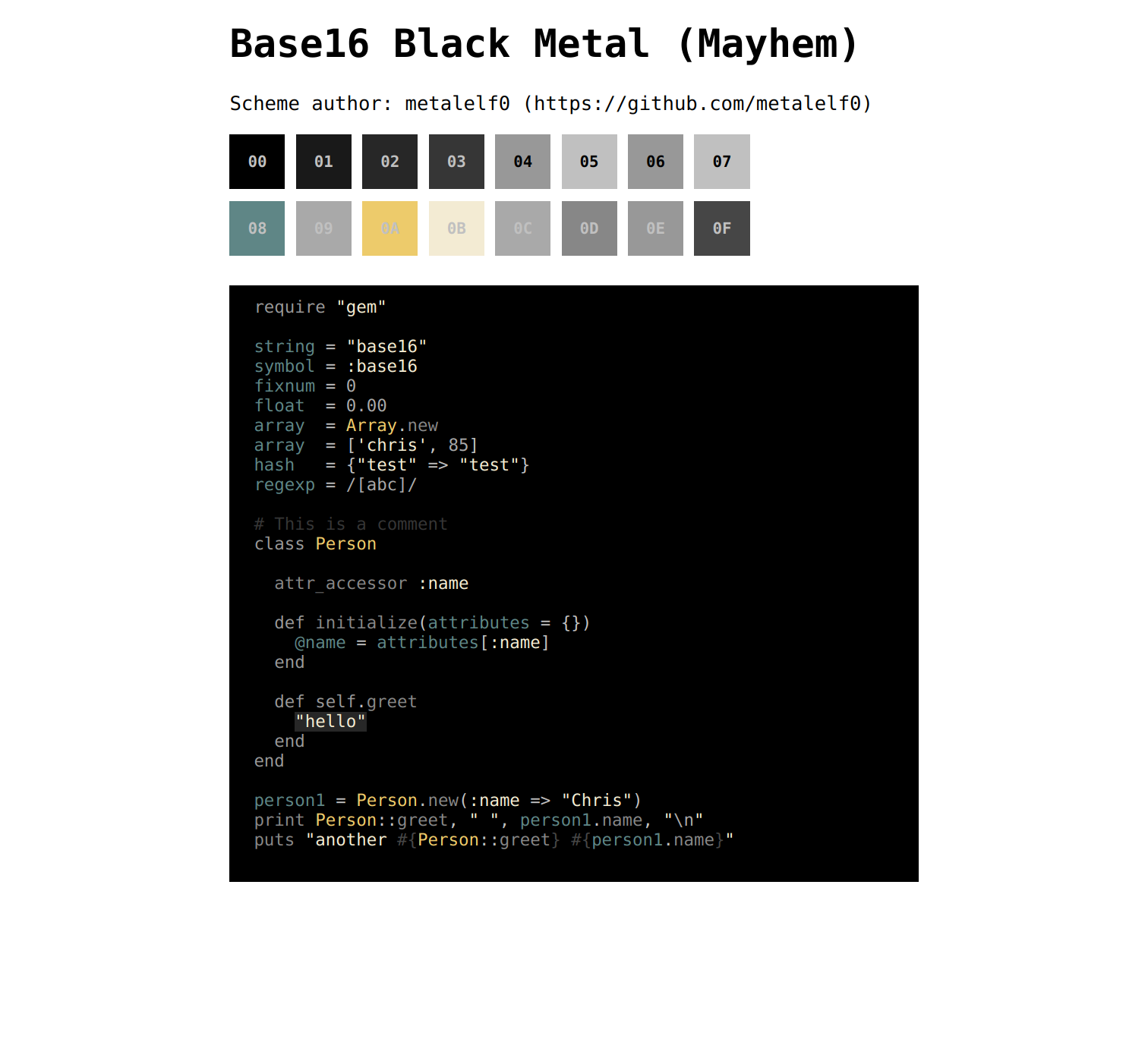 Black Metal Scheme - Mayhem Variant