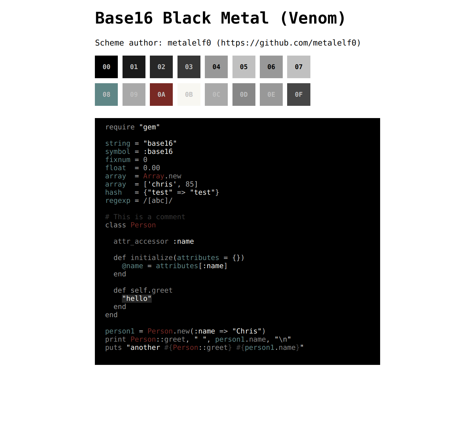 Black Metal Scheme - Venom Variant