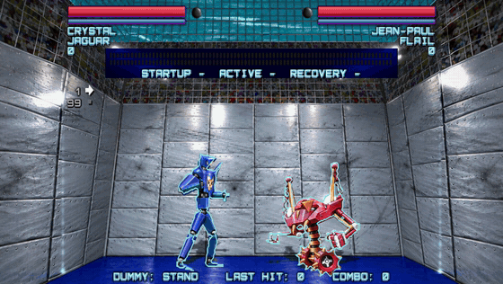 The training lab: a combo on the dummy with the frame data and the input display