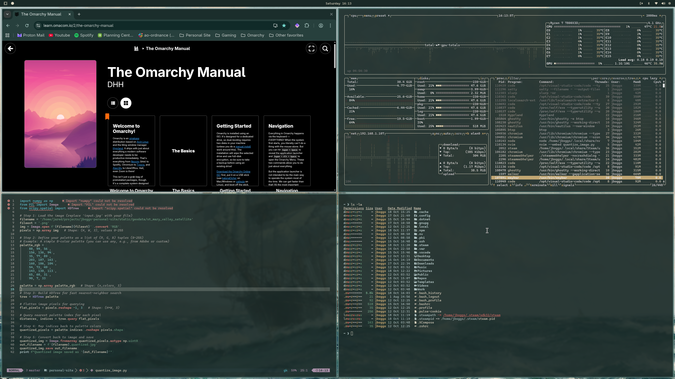 Chromium, Btop, Nvim, Ghostty