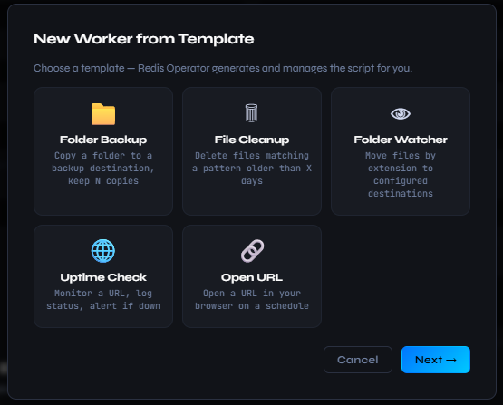 Template picker modal