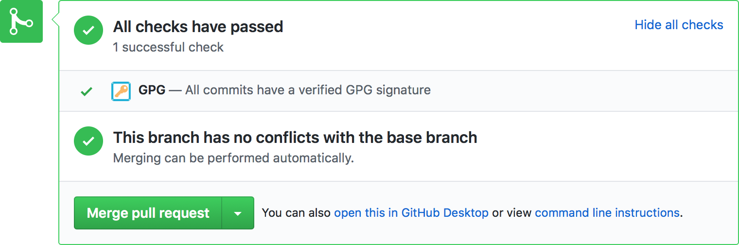 GPG status check success screenshot