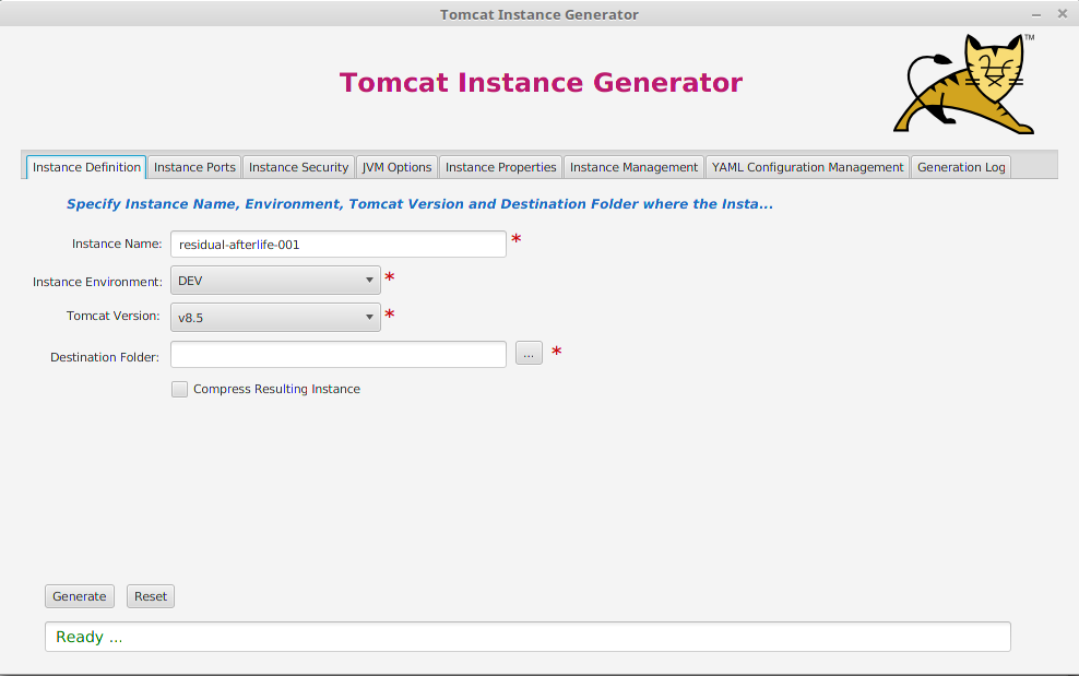 Tomcat Instance Generator UI