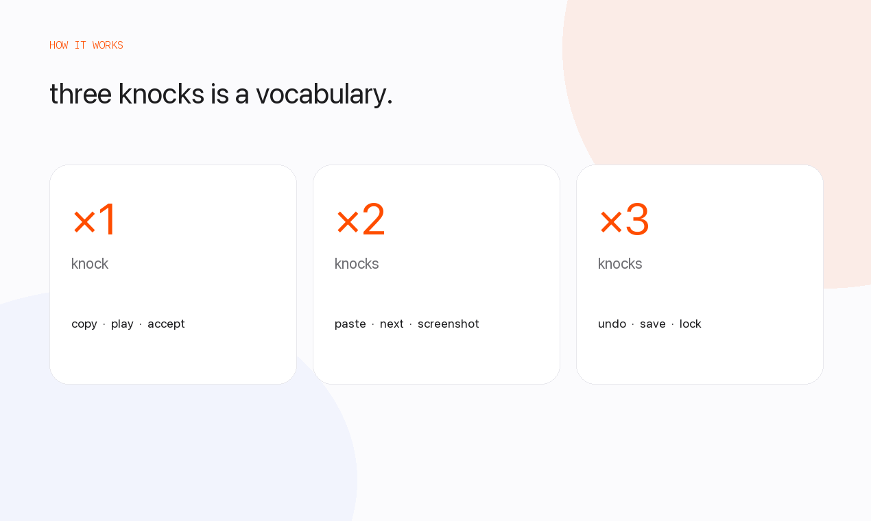 Knock shortcuts