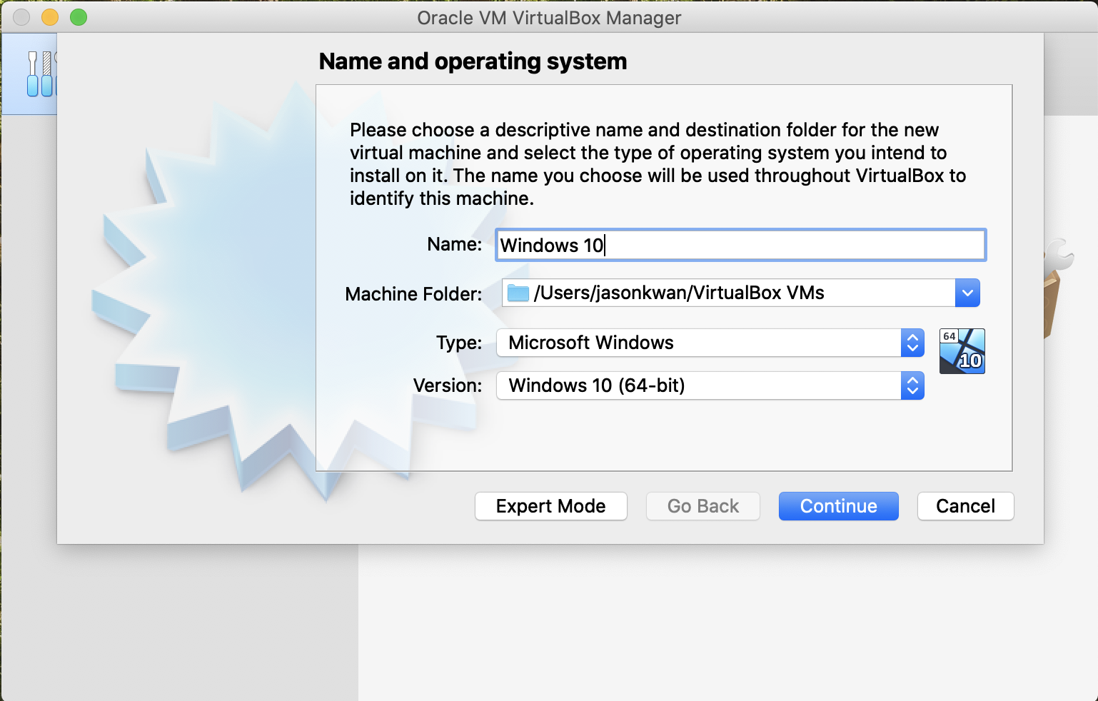 Virtualbox - new machine1