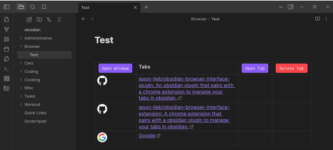 obsidian browser interface plugin screenshot