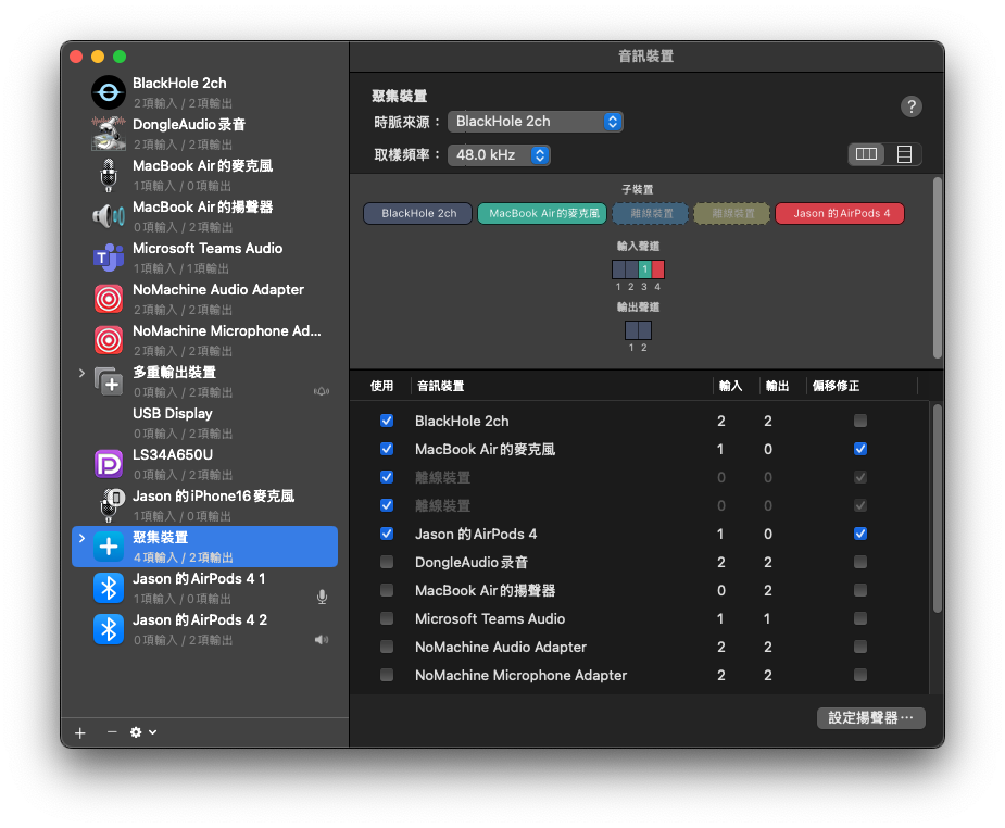 聚集裝置設定