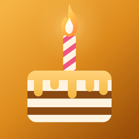 The Birthed app icon: a honey cake with one lit, pink striped candle, on a honey ground