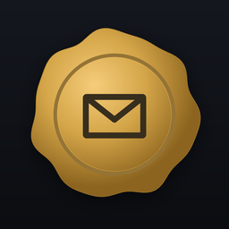 Seal: a wax seal stamped with a closed envelope
