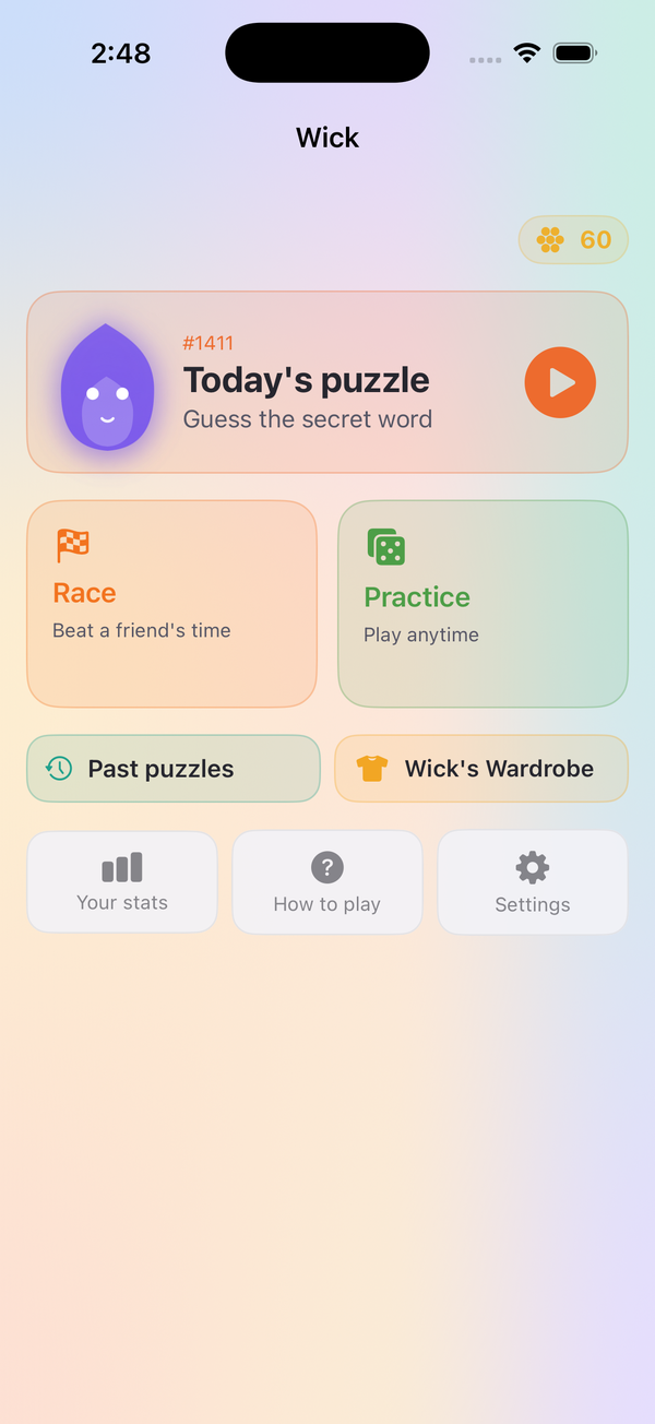 Home: today's puzzle, Race, Practice