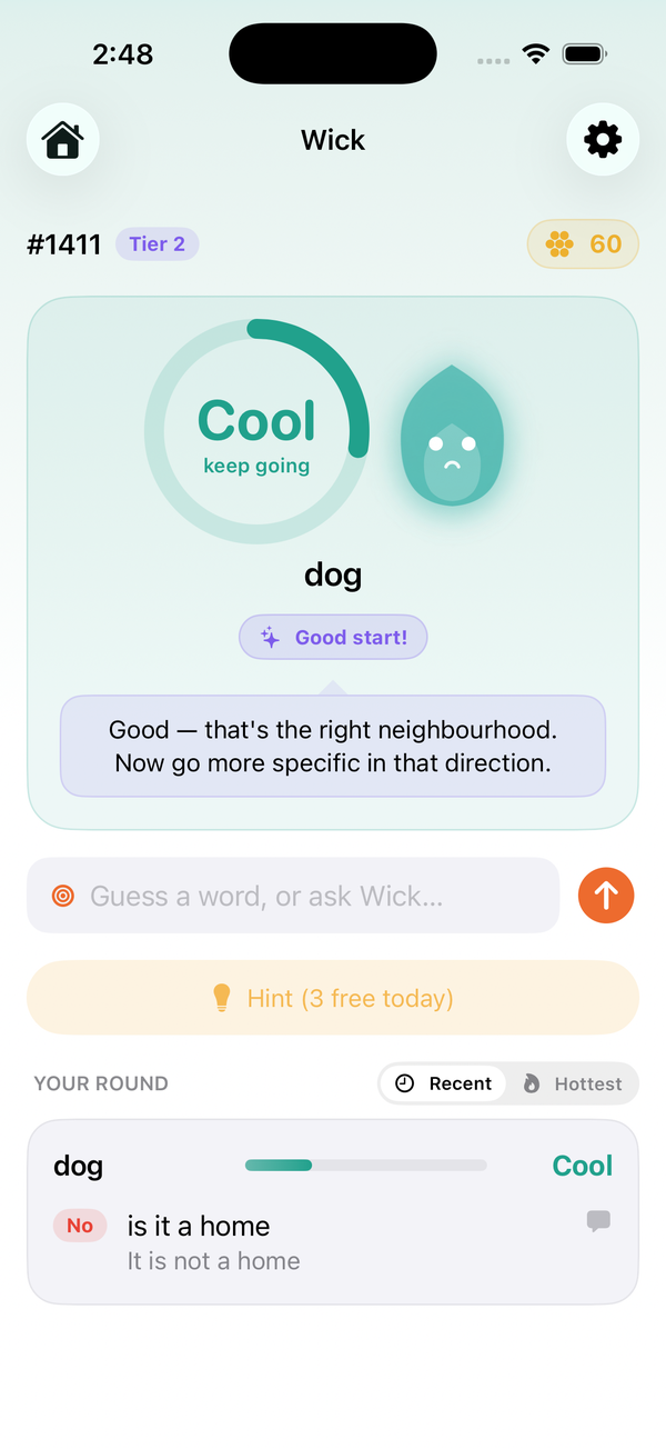Asking Wick a yes or no question