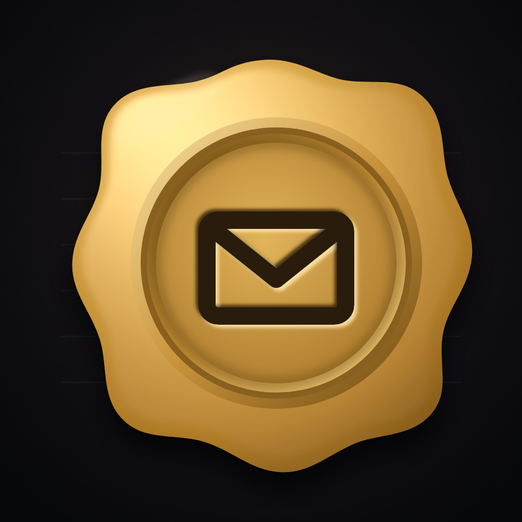 Seal: a wax seal stamped with a closed envelope