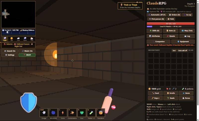 The dungeon seen in first person