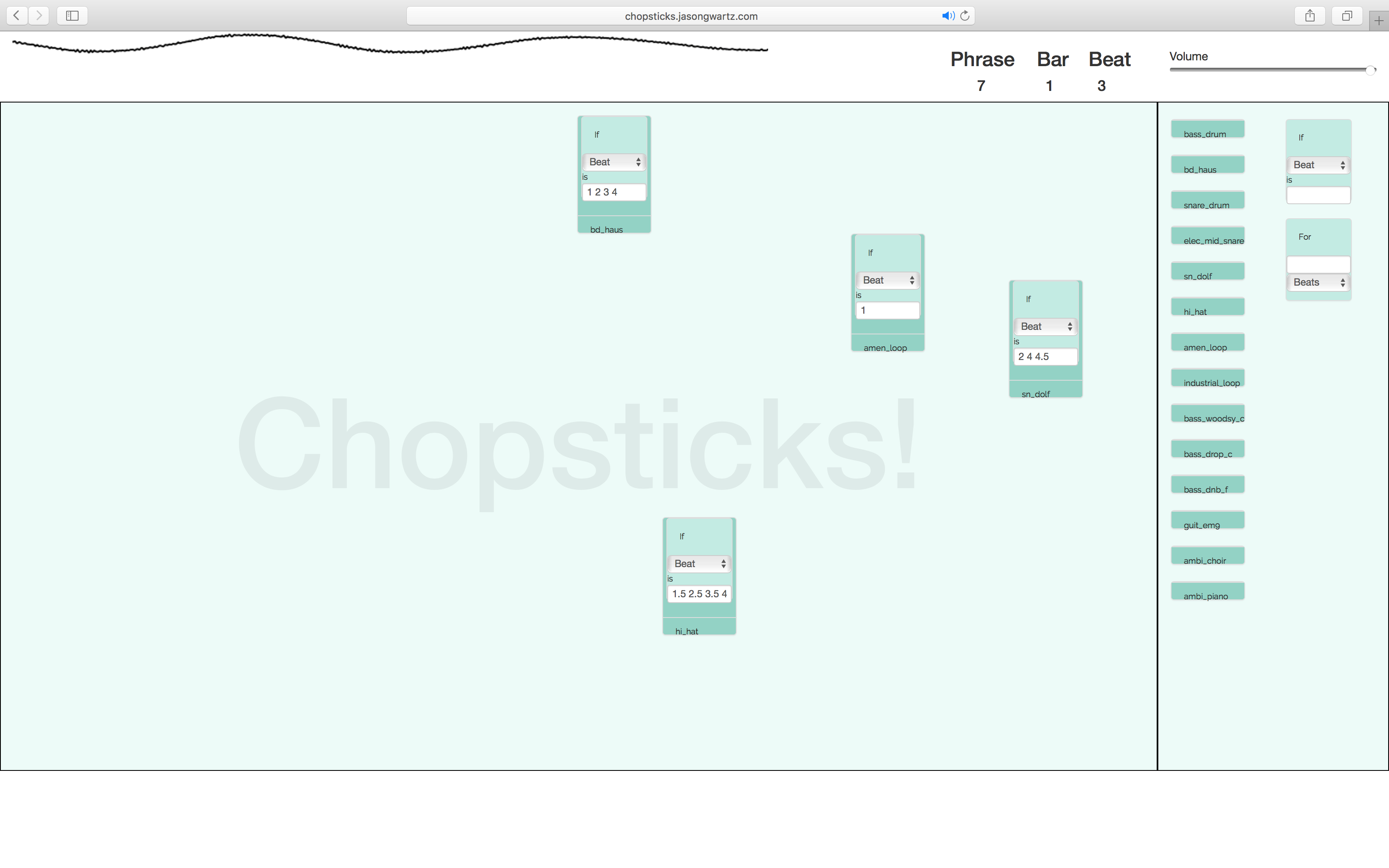 A screenshot of Chopsticks!