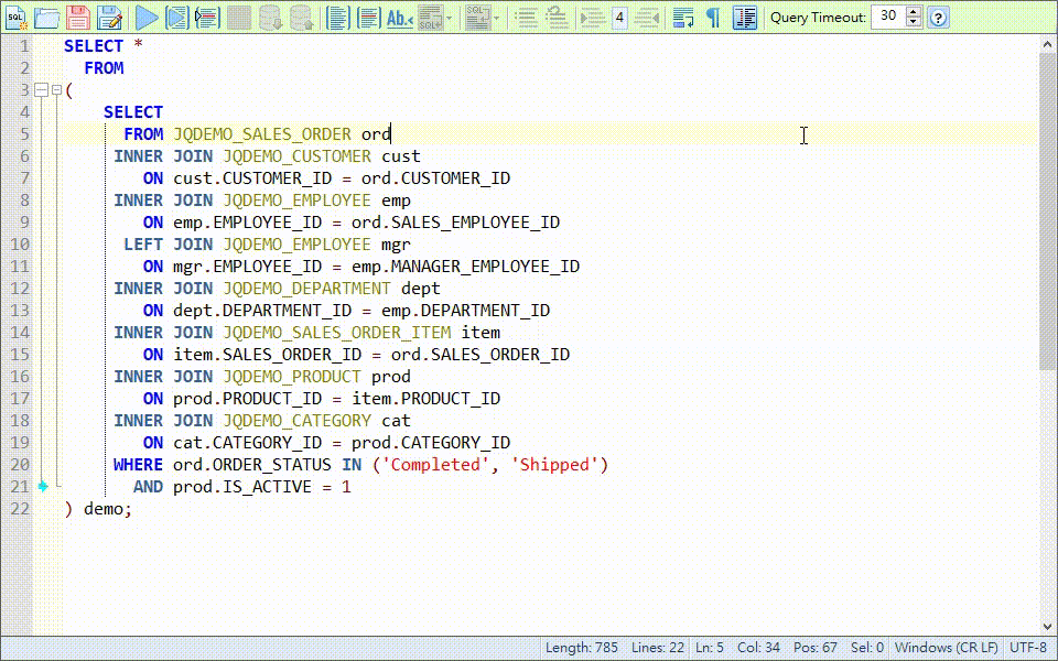 JasonQuery AutoComplete suggesting database objects while SQL is written
