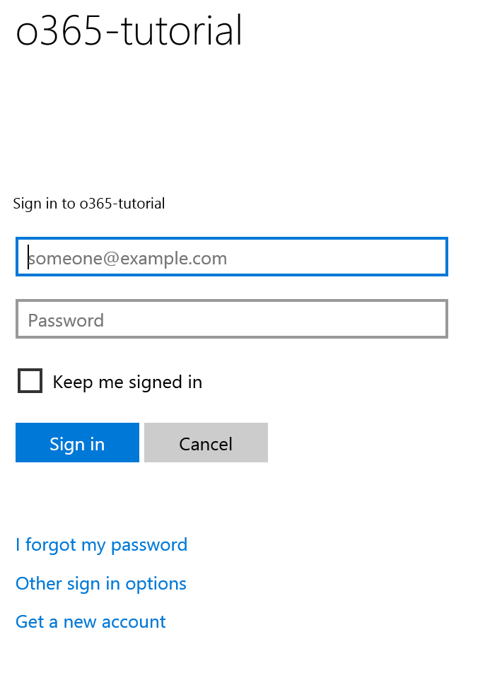 The Azure sign-in page.