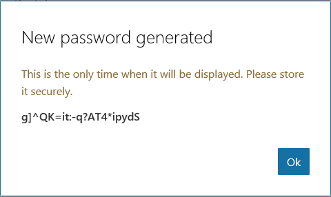 The new password dialog.