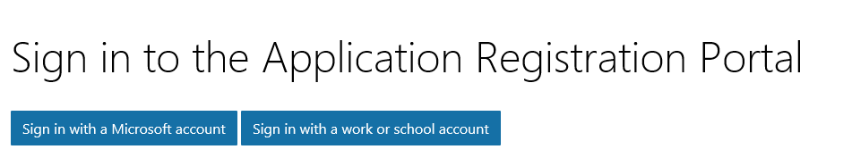 The Application Registration Portal Sign In Page