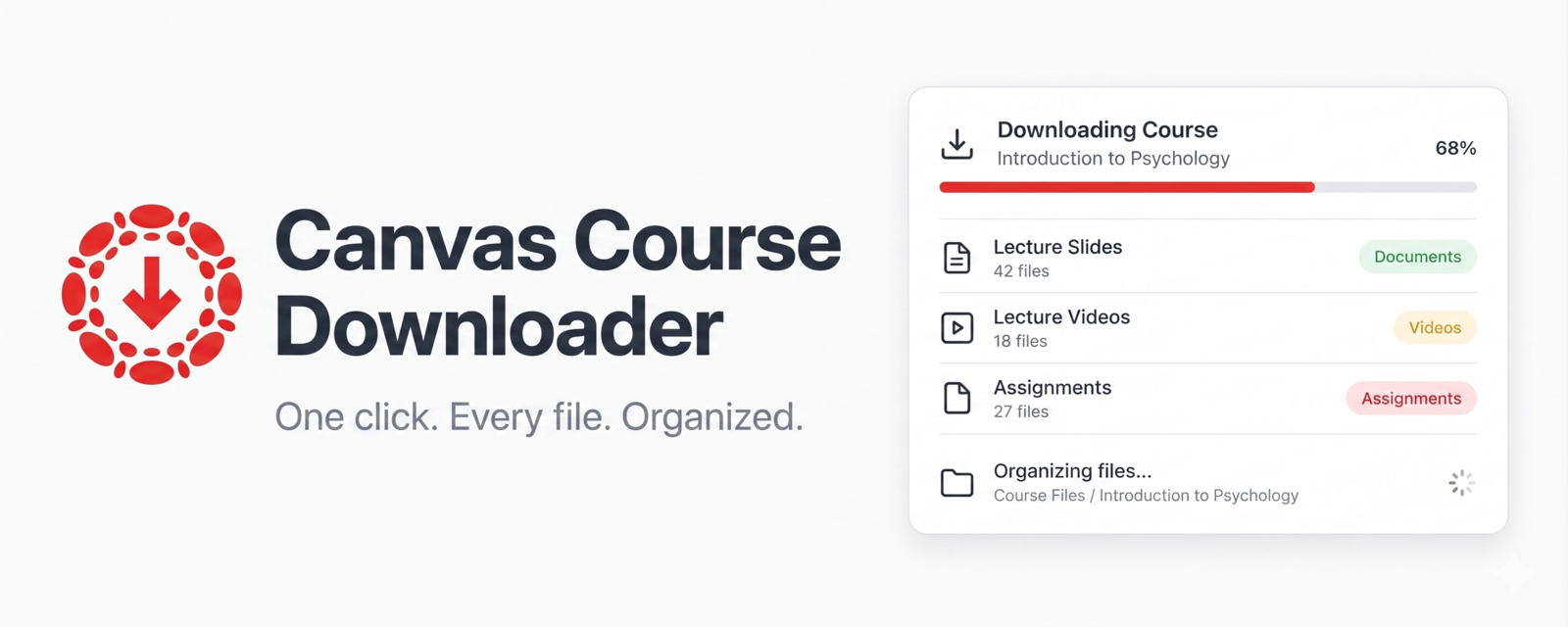 Canvas Course Downloader — one click, every file, organized