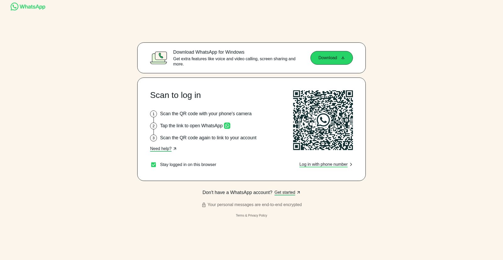 First-run WhatsApp Web authentication