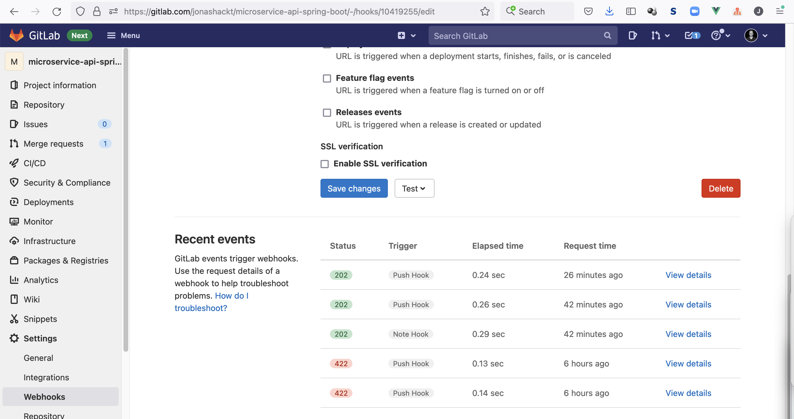 gitlab-webhook-recent-events