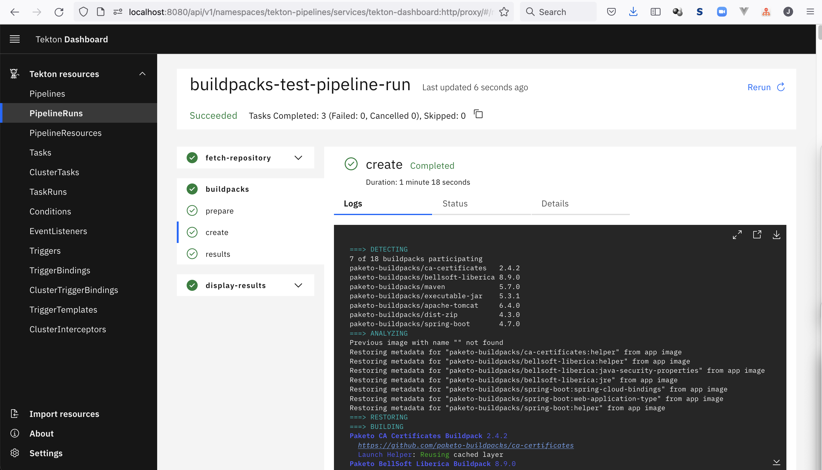 successful-tekton-buildpacks-pipeline-run