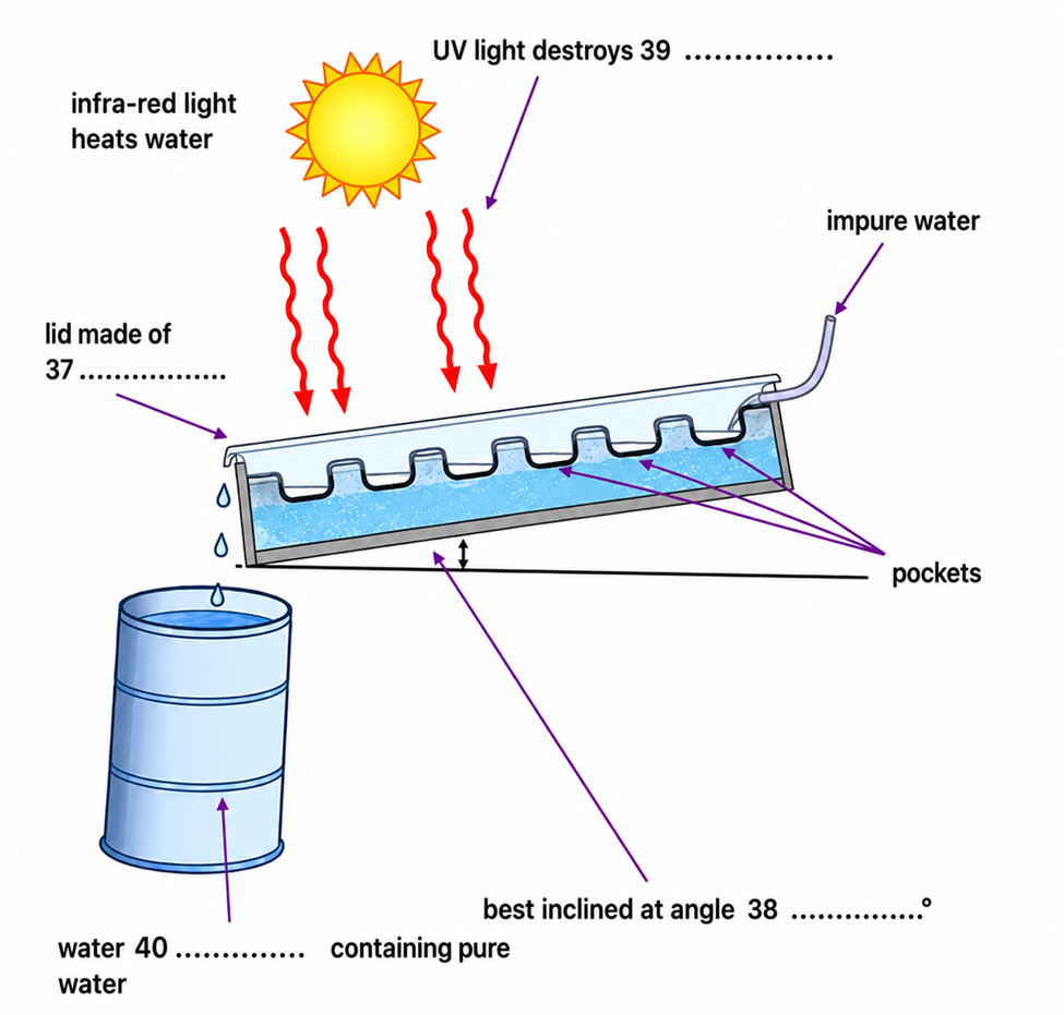 Cross-section of SW40 solar water purifier