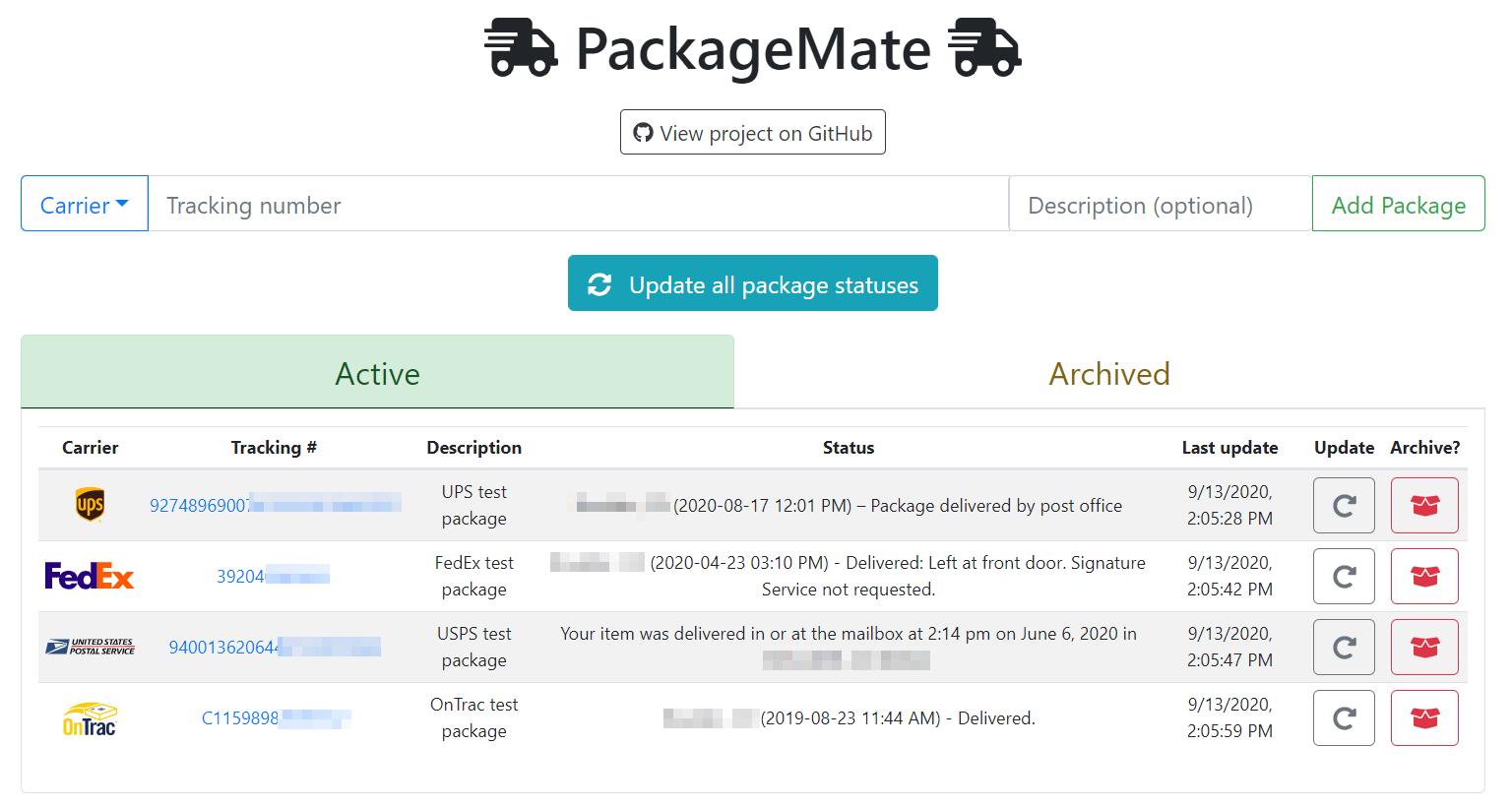 app with some packages loaded in