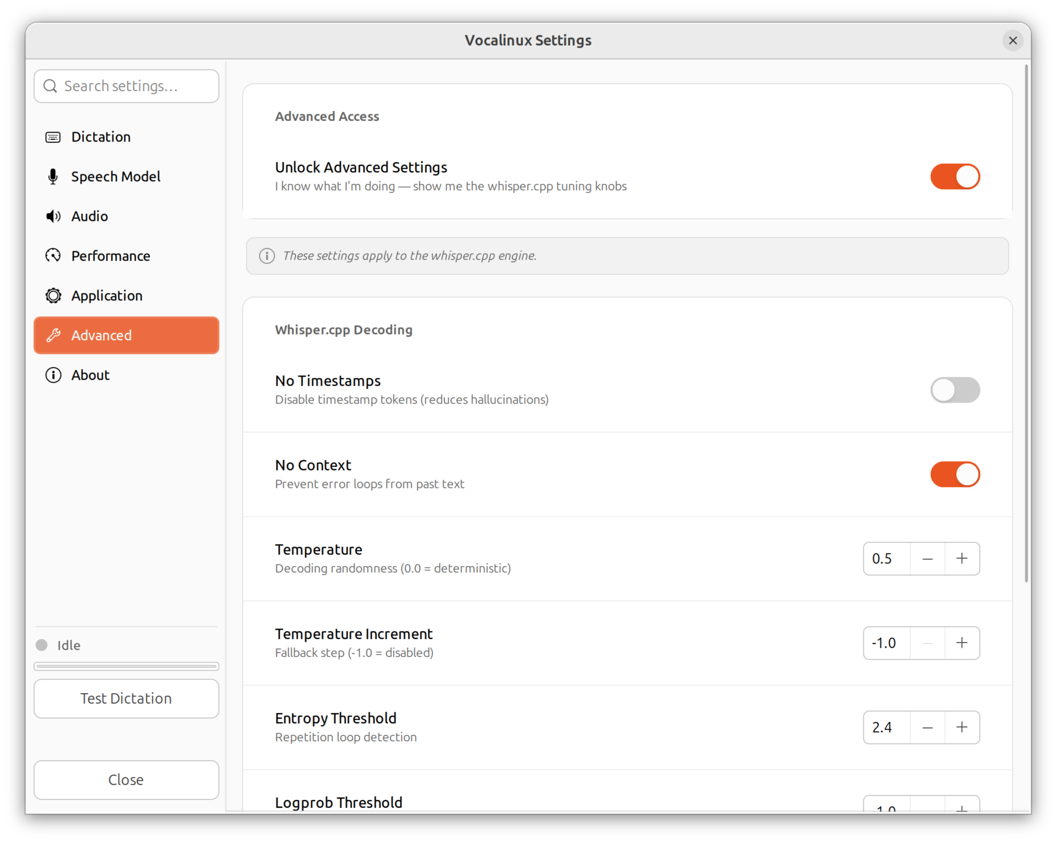 Advanced tuning and settings