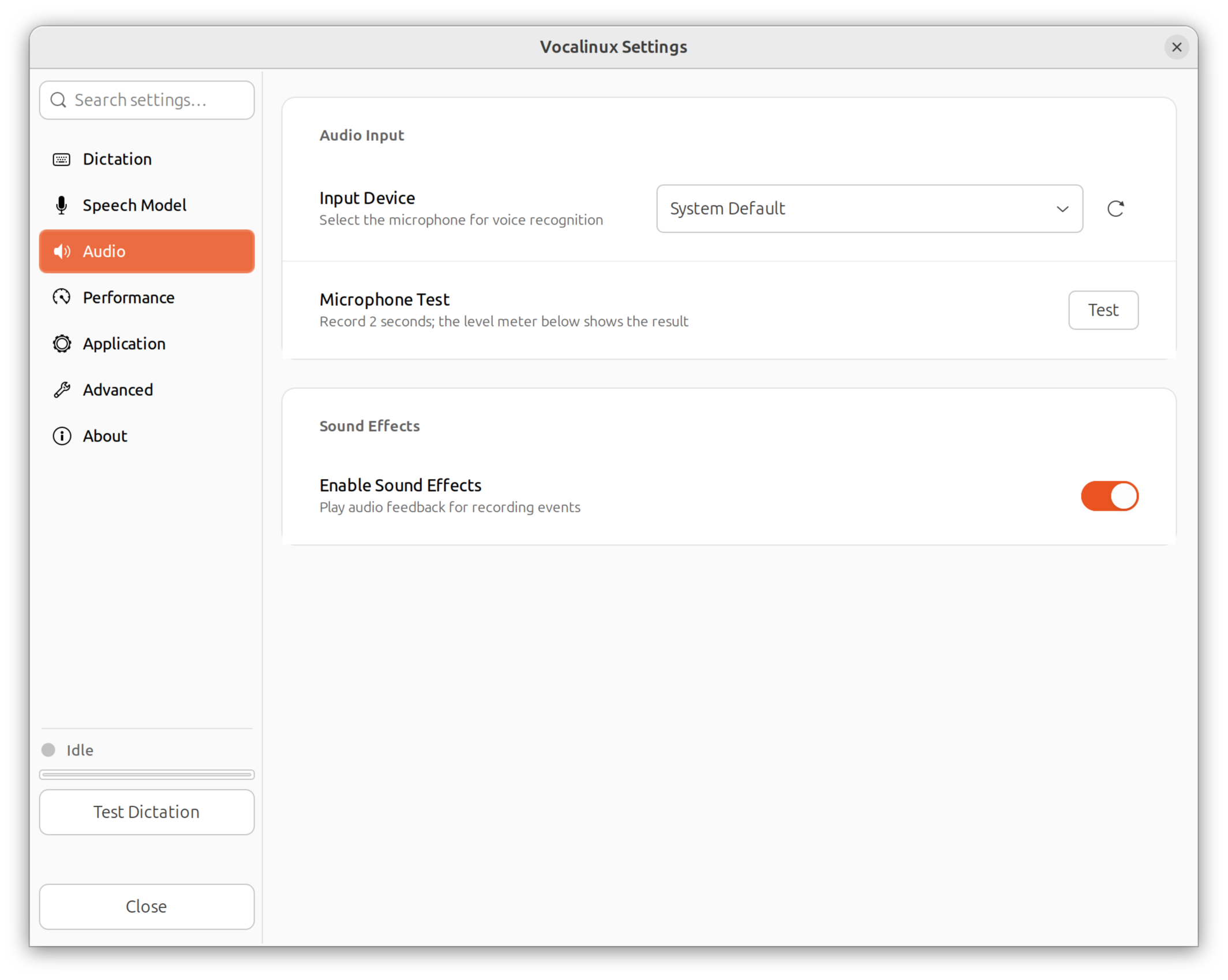 Audio settings