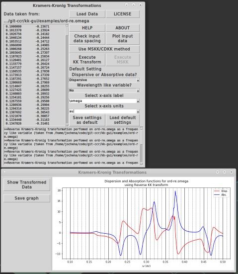 Screen shot of a KK-GUI session