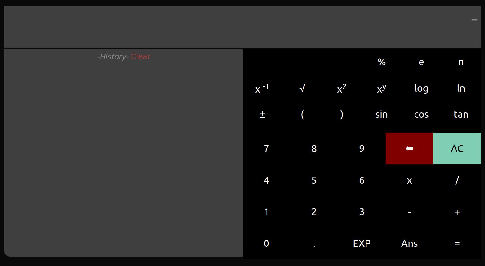 General screenshot of the Scientific Calculator