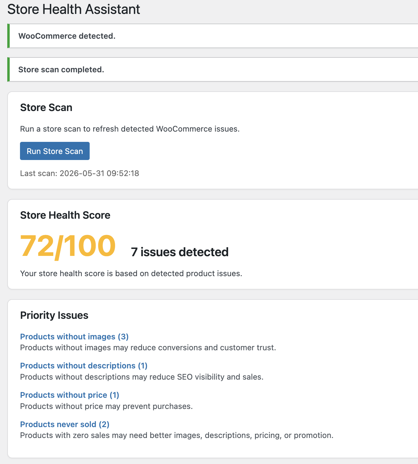 Store Health Assistant Dashboard