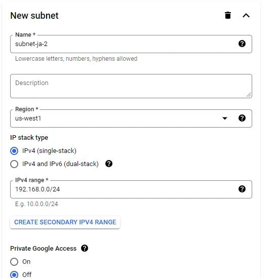 creating subnet