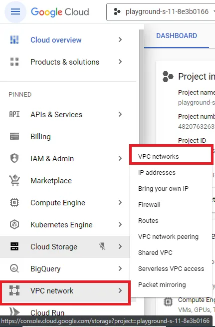 VPC network option(highlighted area)