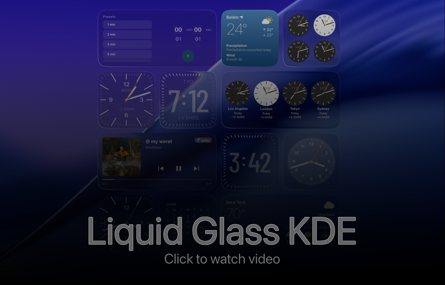 Liquid Glass KDE Widgets