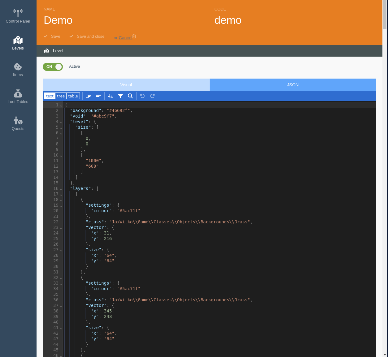 Level JSON Editor