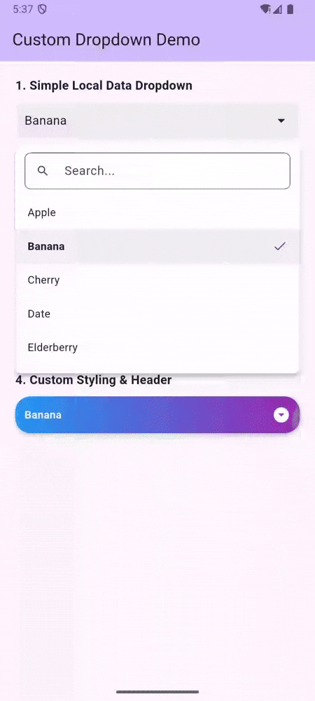 Customize Search Dropdown Demo