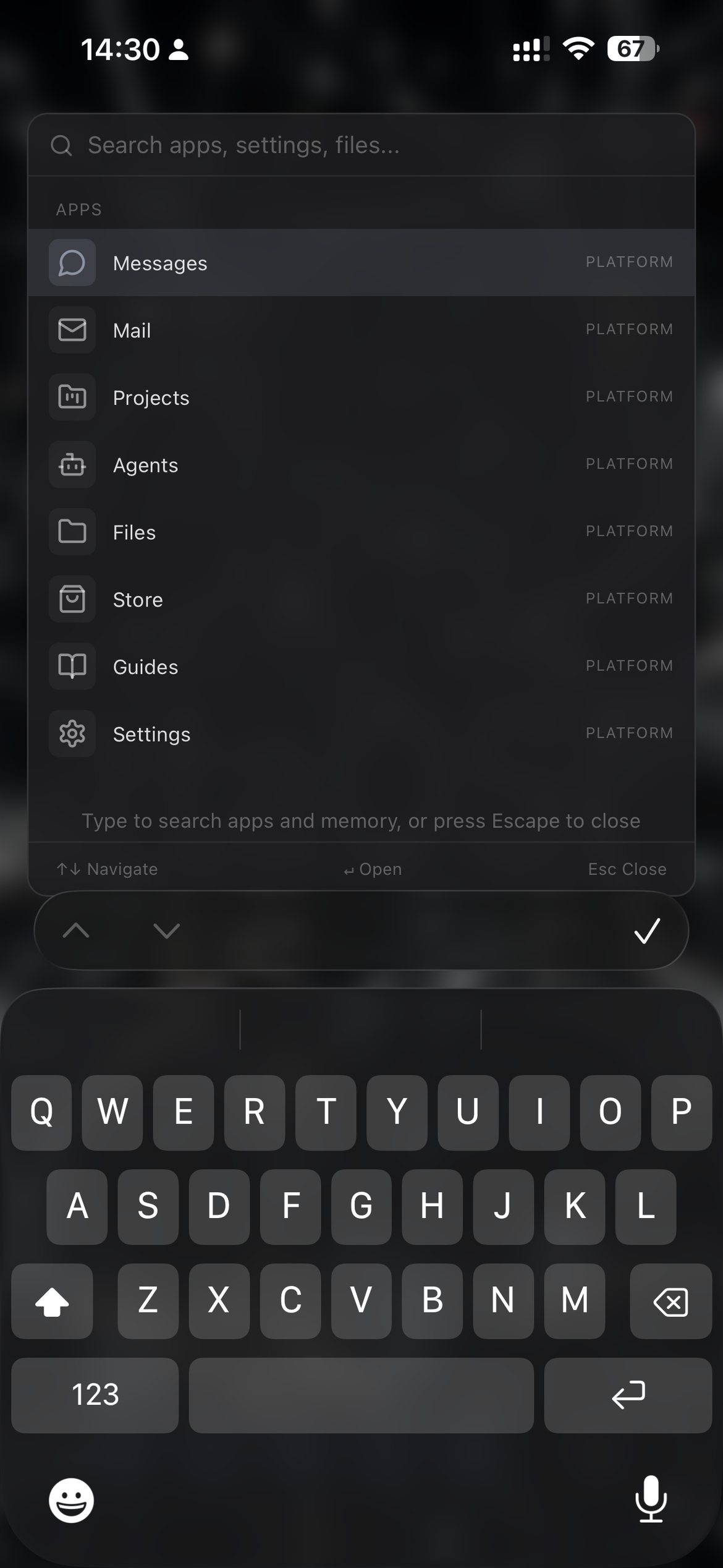 Global search on mobile