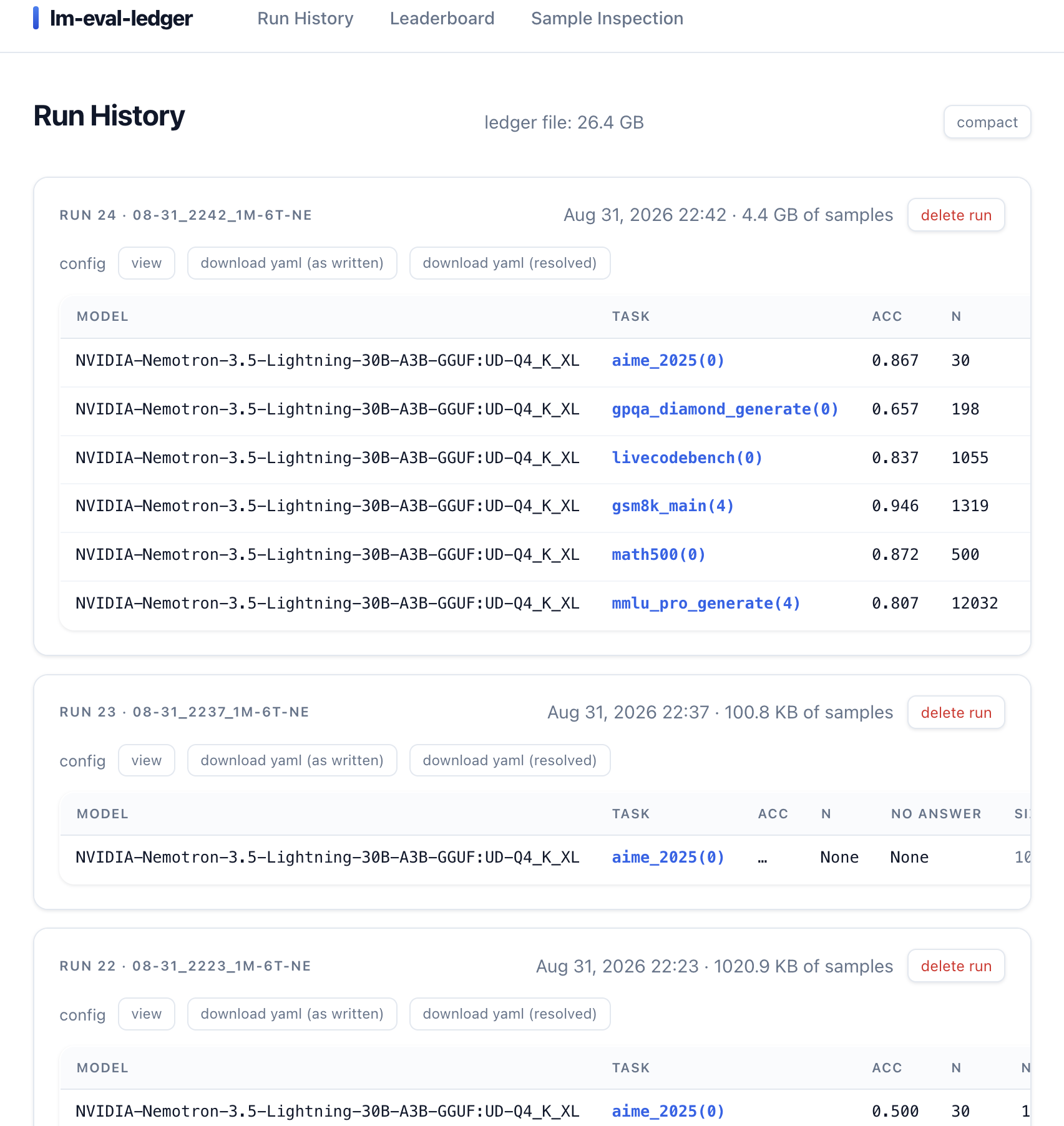 Run History