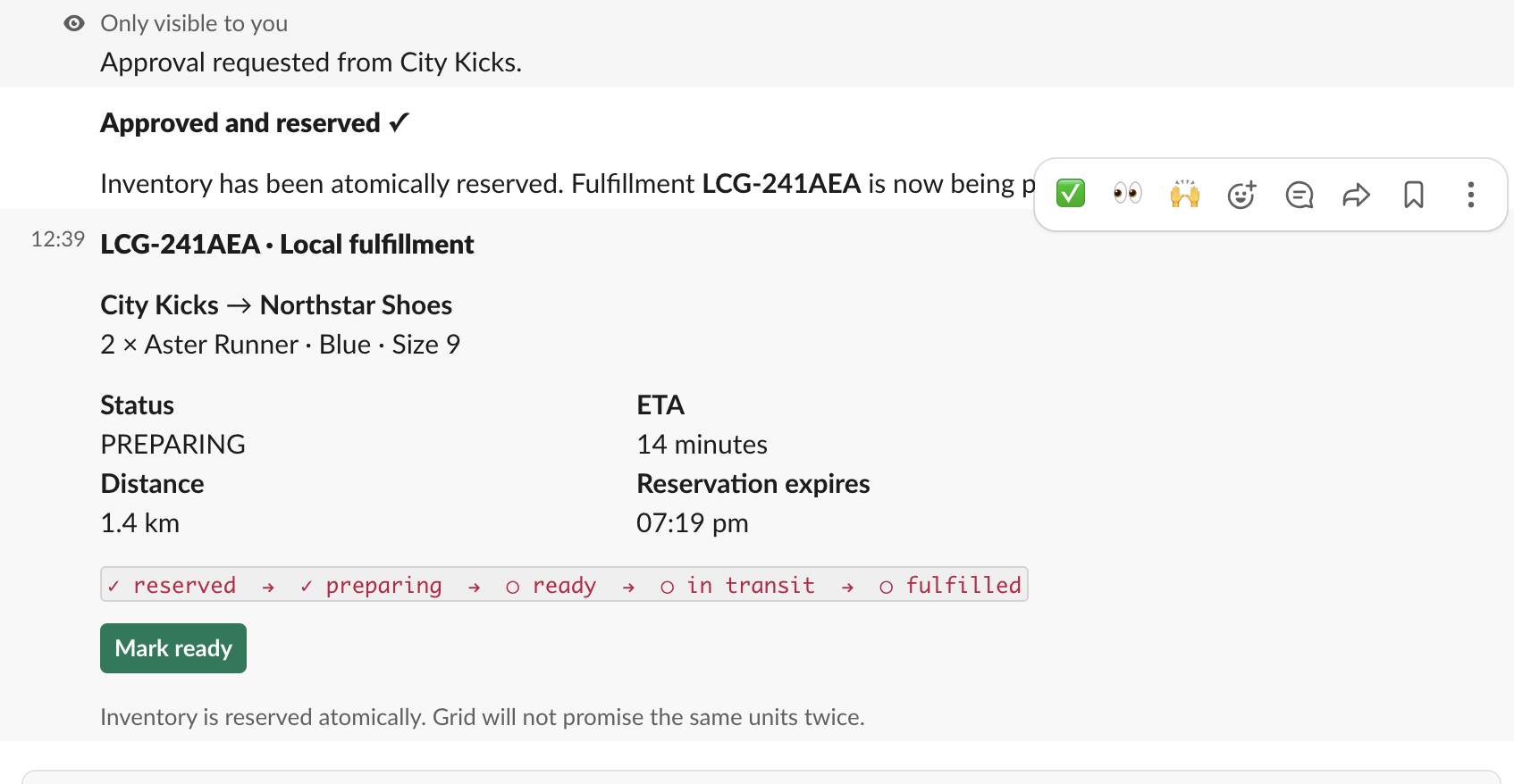 Grid tracks an approved transfer in preparation