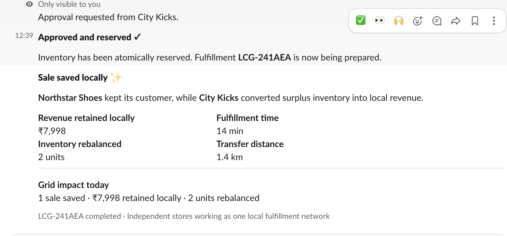 Local impact receipt